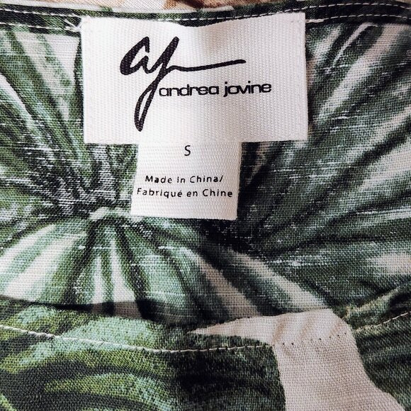🌴 ANDREA JOVINE Palm Tropical Print Linen Cotton Tank Top Blouse Summer sz S-M - Picture 3 of 15